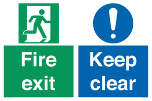 Fire exit Keep clear dual sign